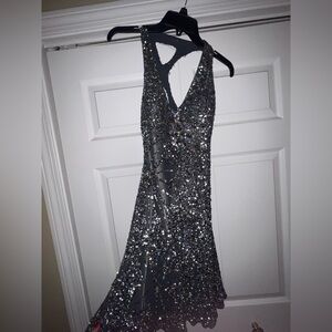 Gorgeous silver beaded ladies dress